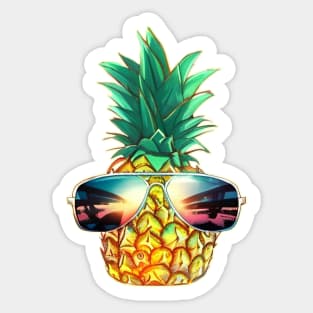 Hawaiian Pineapple with Sunglasses Aloha Beach Sticker